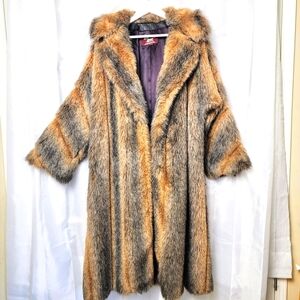Vintage Avec Tu By Monterey Long Fur Coat Brown Raccoon Jacket Mob Wife Retro L